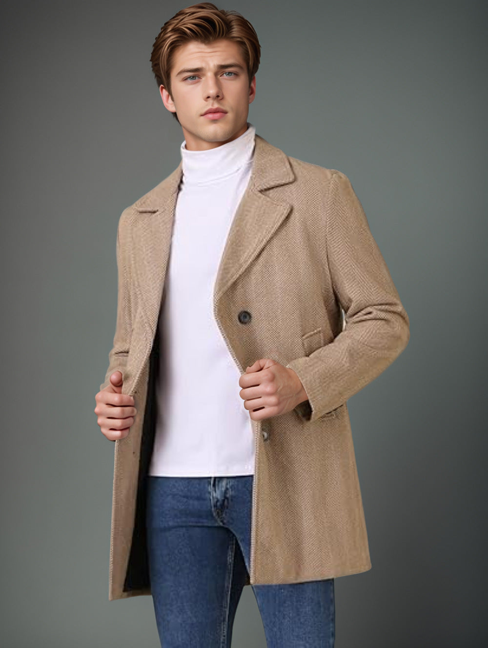 Herren Mantel Elegant Wende-Design Doppelter Knopfleiste