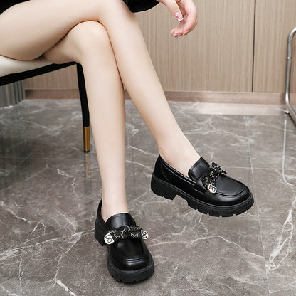 Damen Loafers Chunky Schuhe mit Schleife und Gummi Sohle