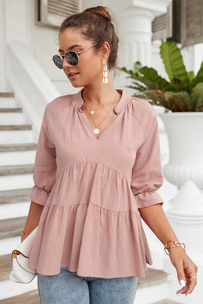 Lässige Damen Tunika mit Volumen Rüschen Trendy - BerlinGlamour