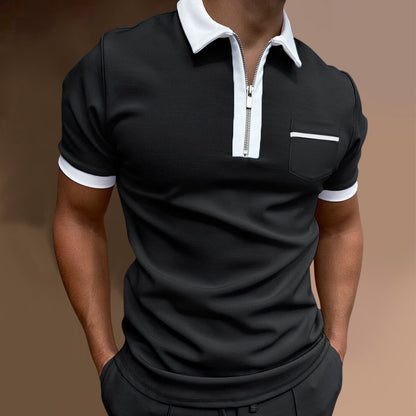 Herren Poloshirt Stilvoll Zip Vorderseite Modern