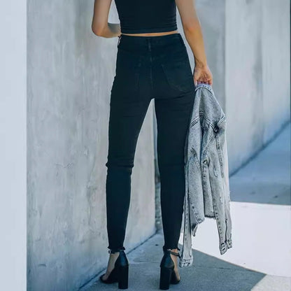 Skinny Jeans Damen Hochtailliert Figurbetonter Schnitt