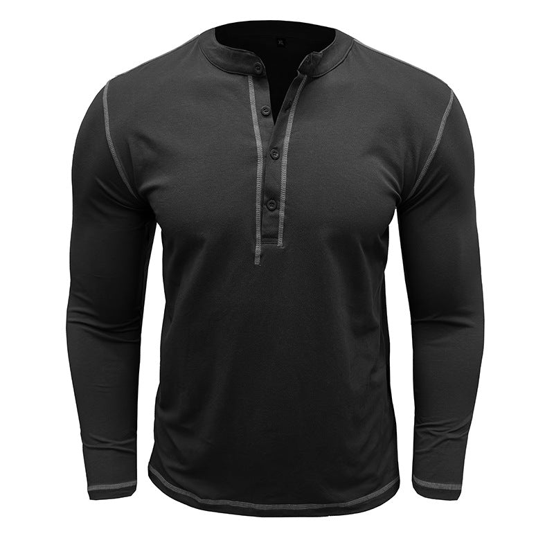 Herren Hemden Langarm Henley Ausschnitt Modern