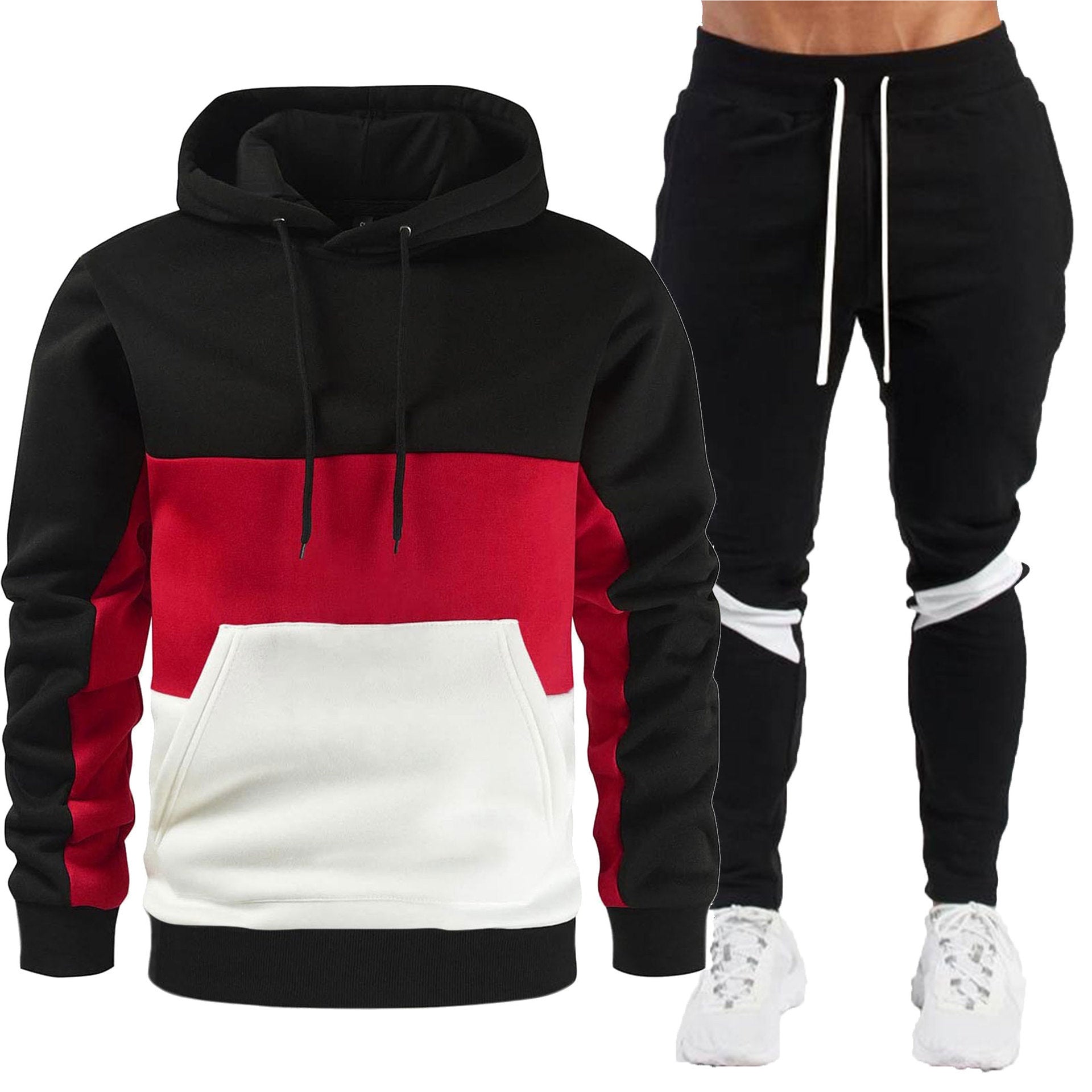 Sportliche Herren Jogginghose Hoodie Set Baumwolle Grau - BerlinGlamour