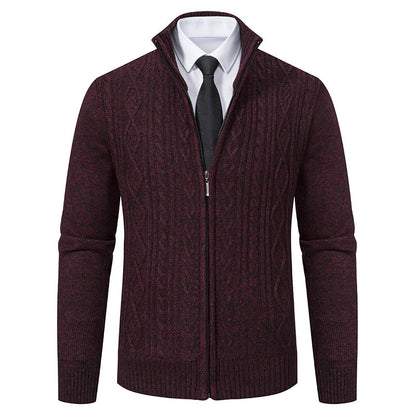 Herren Strickjacke Stehkragen Musterung Modern - BerlinGlamour