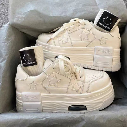 Damen Plateau Sneaker Modisch Sternen Dekor Hoch - BerlinGlamour