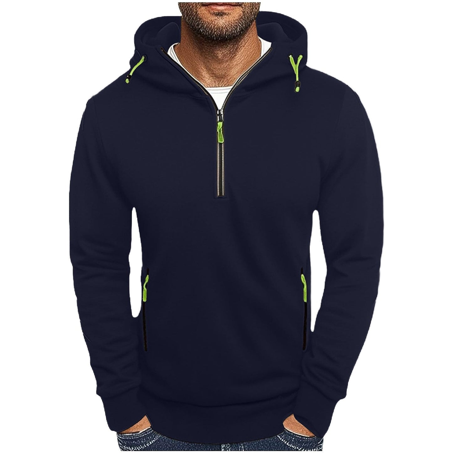 Herren Kapuzenpullover Modisch Mit Taschen Halbzipper - BerlinGlamour