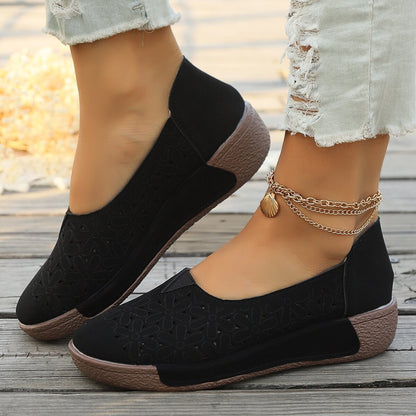 Damen Slip-On Schuhe Bequem Floralmuster Frauen Schuhe