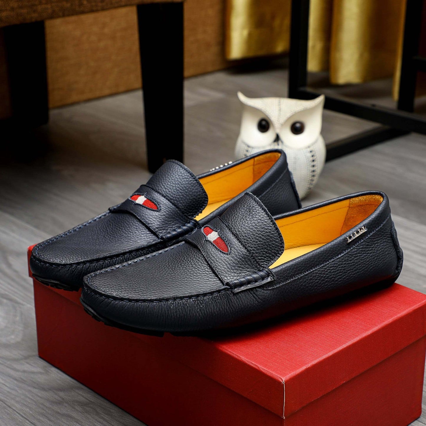 Herren Mokassin Leder Elegant Ziernaht Schuhe - BerlinGlamour