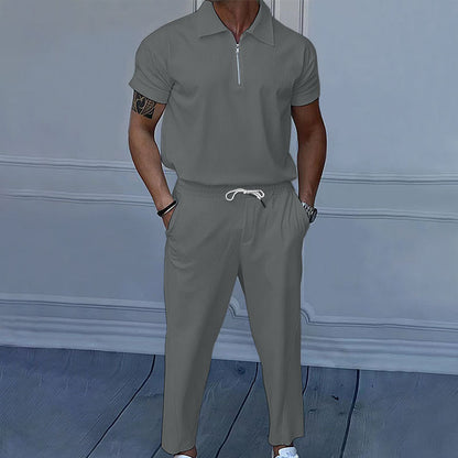 Herren Polo Chino Set Baumwolle Atmungsaktiv Elegant