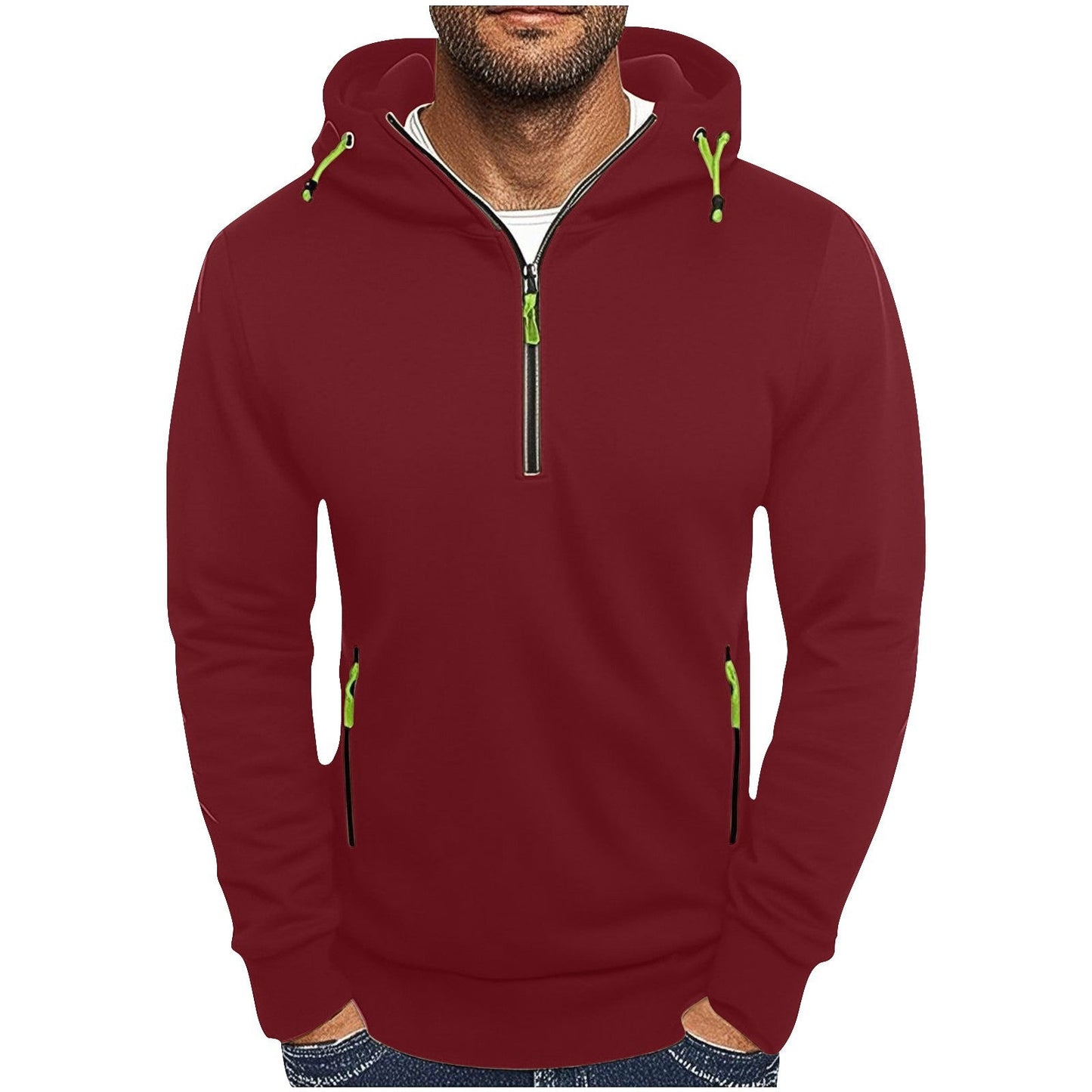 Herren Kapuzenpullover Modisch Mit Taschen Halbzipper