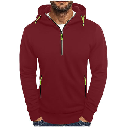 Herren Kapuzenpullover Modisch Mit Taschen Halbzipper