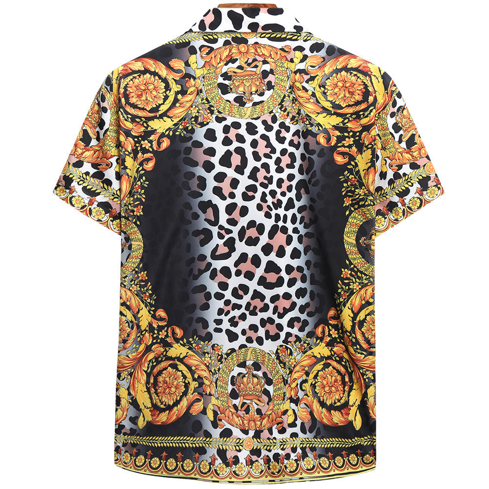 Herren Kurzarmhemd Modern mit buntem Druck und stylischem Design