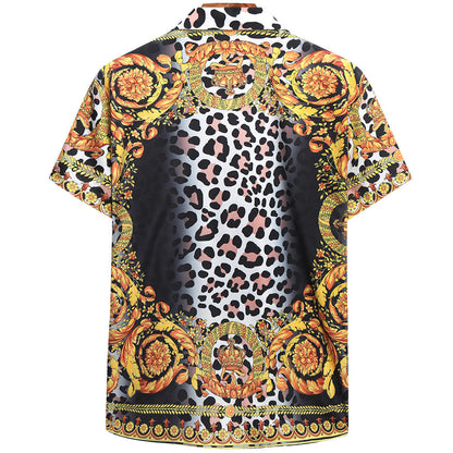Herren Kurzarmhemd Modern mit buntem Druck und stylischem Design