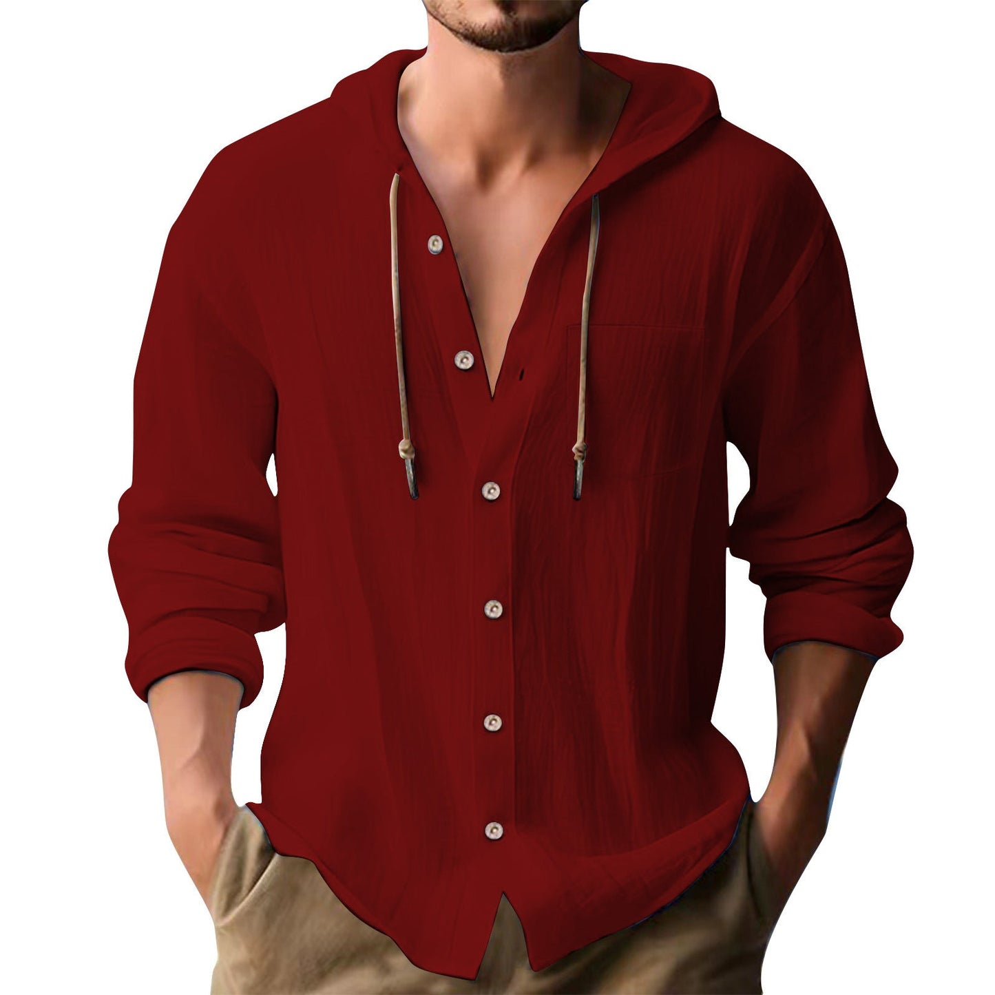 Herren lässiges Kapuzenshirt mit Knopfleiste und praktischen Taschen BerlinGlamour.