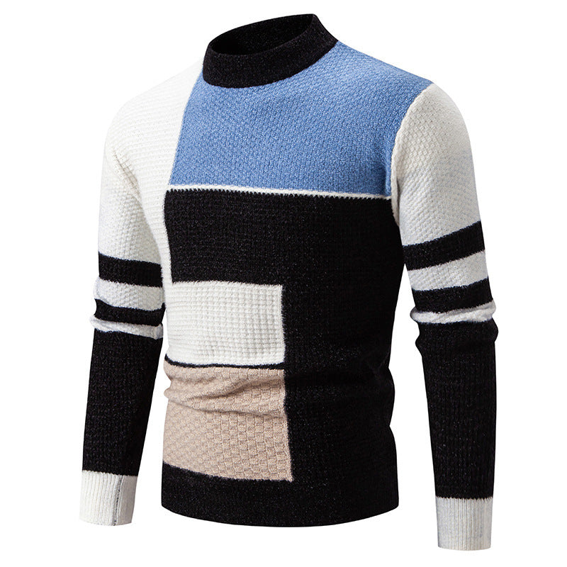 Herren Pullover Strukturiertes Farbblockdesign Modern