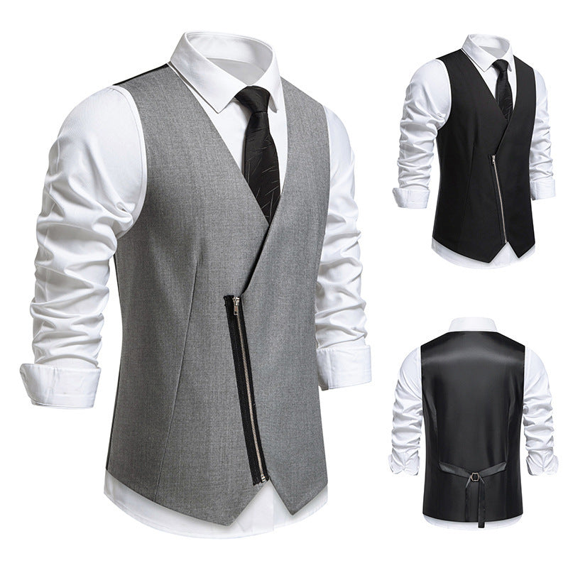 Herren Anzugweste Modern Slim Fit Asymmetrisch