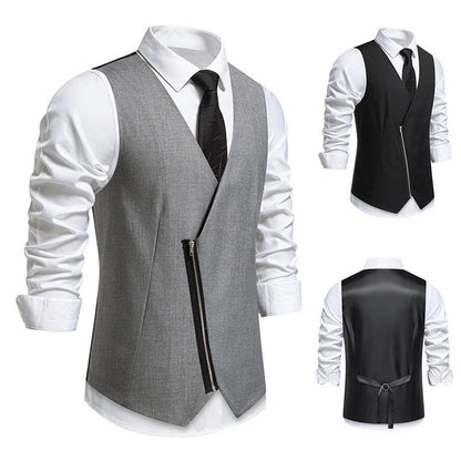 Herren Anzugweste Modern Slim Fit Asymmetrisch
