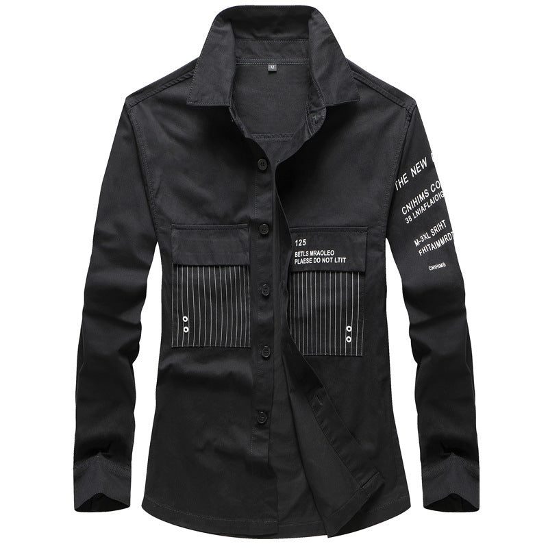 Herren Hemd Utility Stil mit Taschen und Kontrastdetails Modern