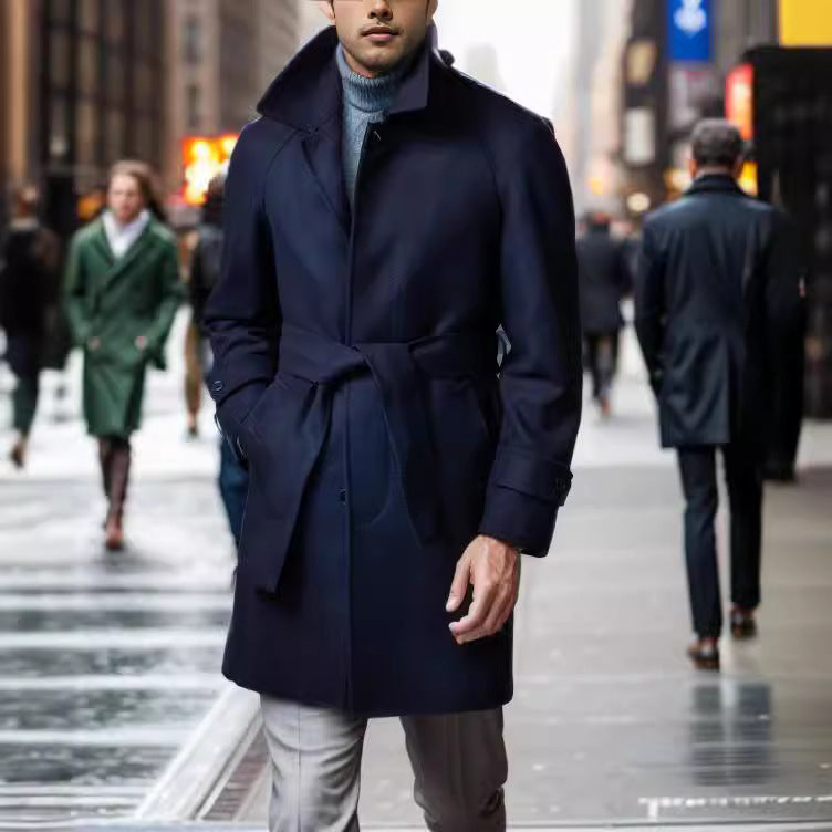 Herren Trenchcoat Eleganter Taillierbarer Gürtel Hochwertig
