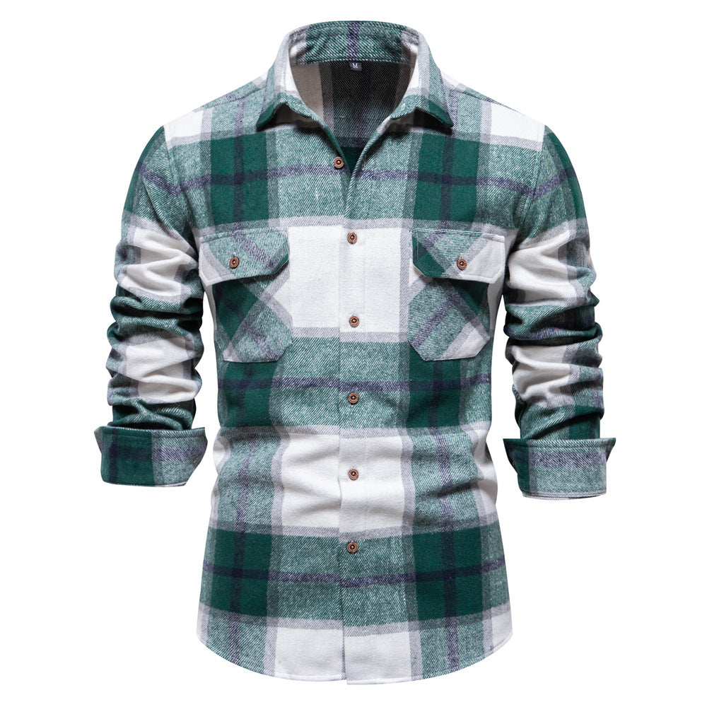 Herren Flanellhemd Kariert Mit Brusttaschen Wintersport