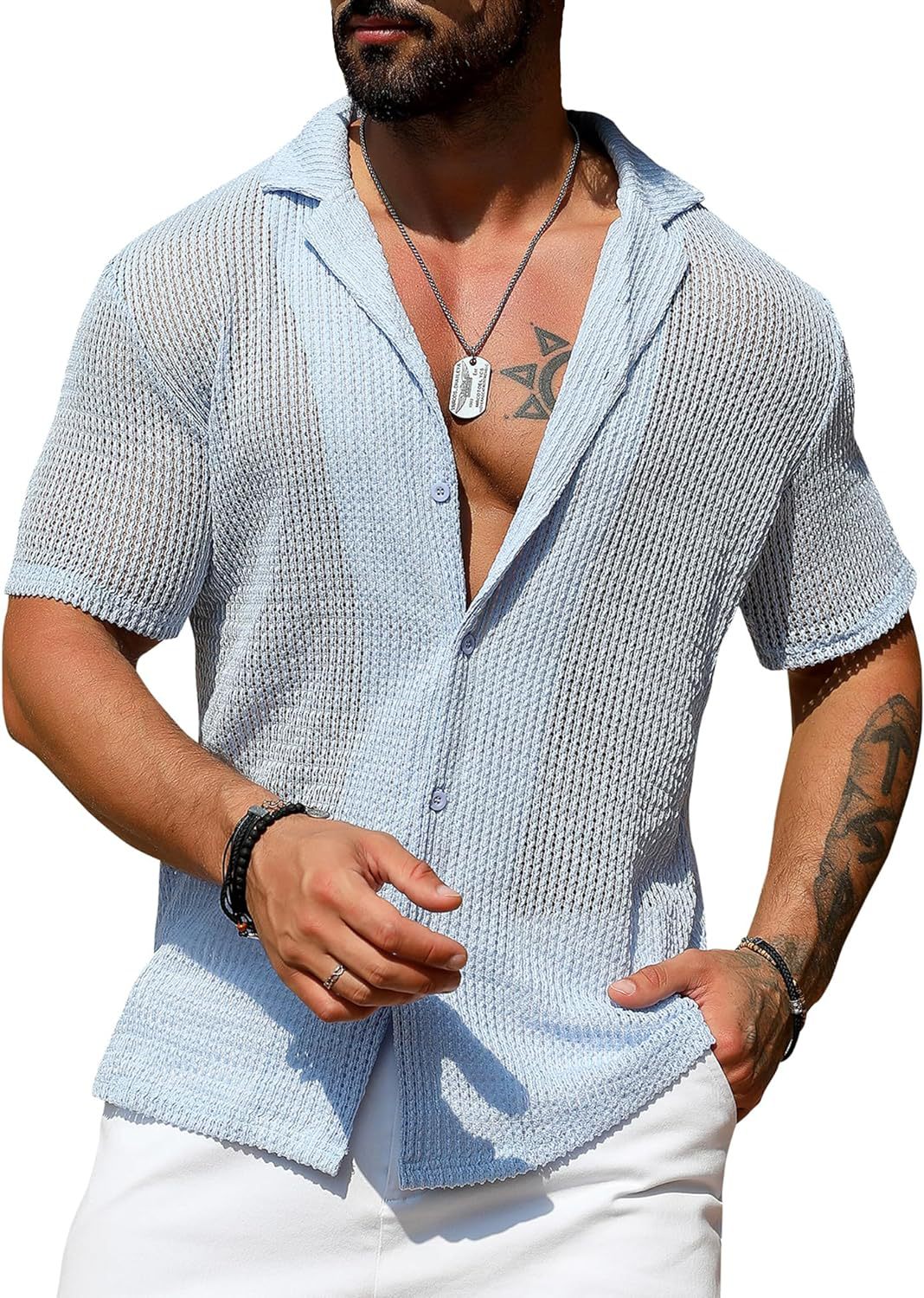 Herren Netzhemd Lässig Elegant Berlin Style