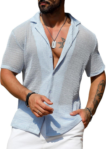 Herren Netzhemd Lässig Elegant Berlin Style