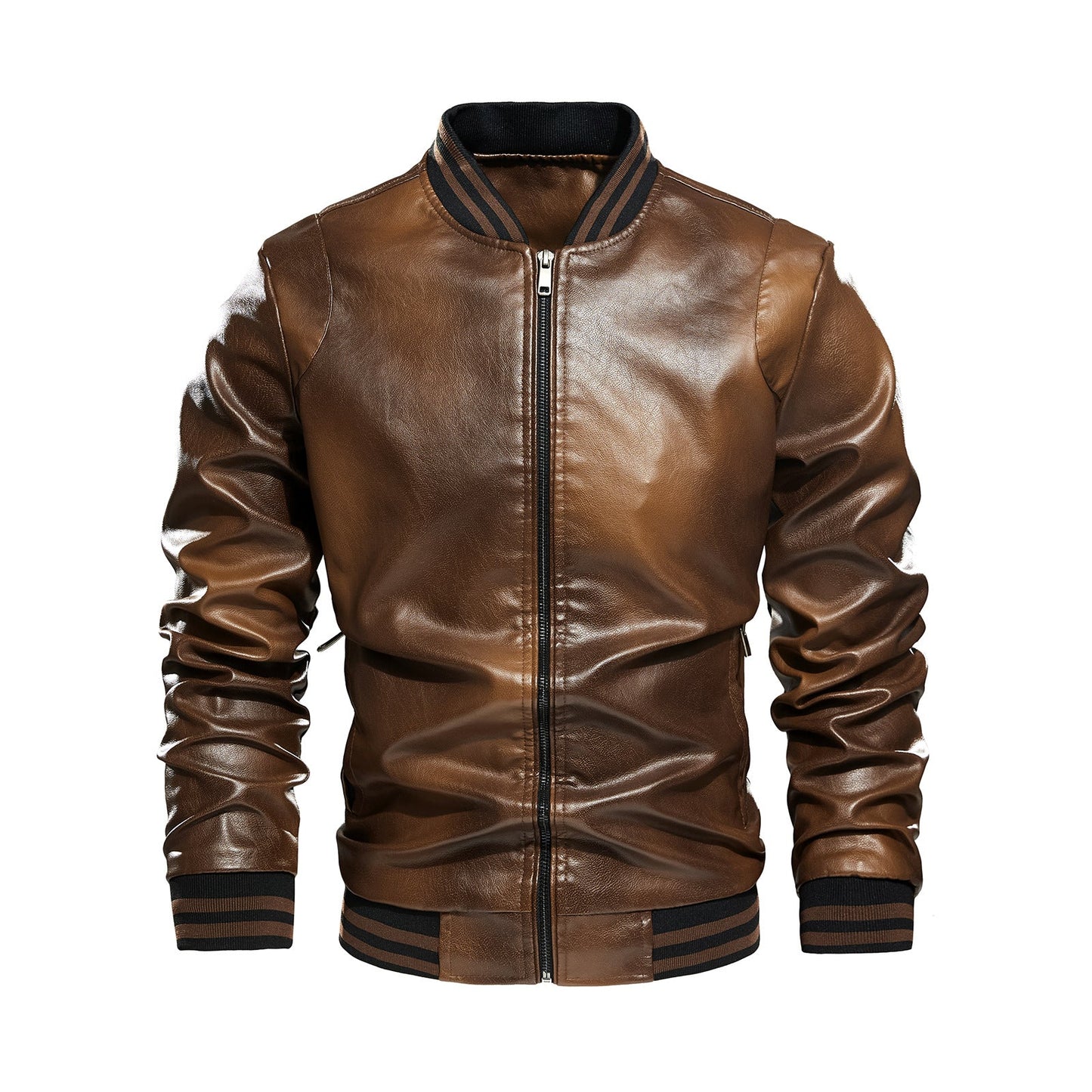 Lederjacke Herren Klassisch Elastisch Rippbündchen