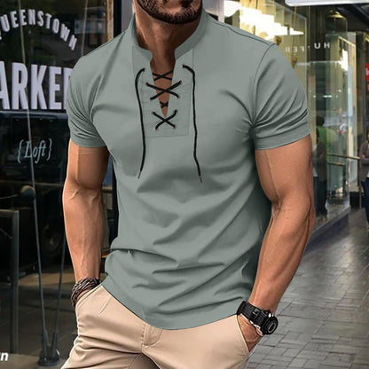 Herren Poloshirt Lässig Mit Schnürung Modern Style