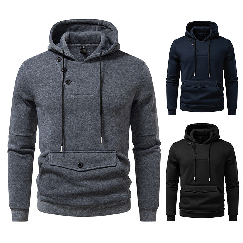 Herren Kapuzenpullover Modern mit Knöpfen Trendy - BerlinGlamour