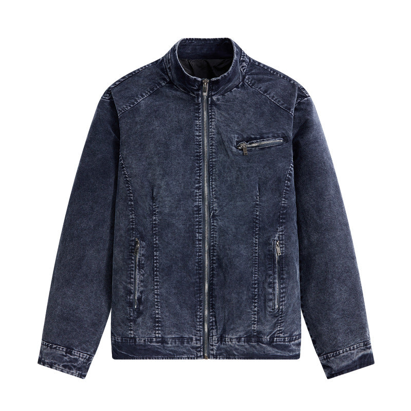 Herren Jeansjacke Modern mit Reißverschlusstaschen Schwarz