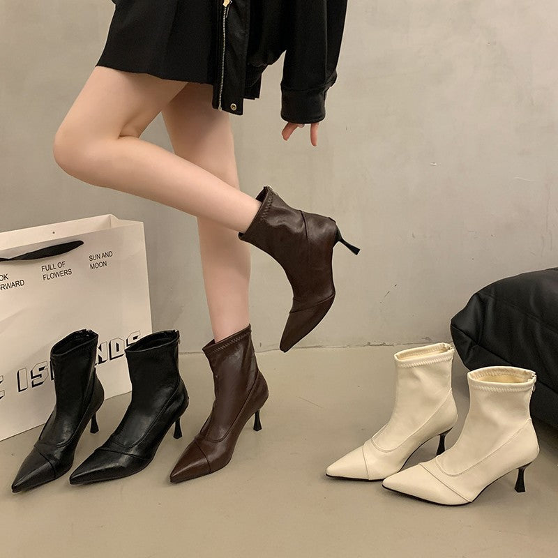 Damen Stiefeletten Spitz Schuhe Hochhackig Elegant
