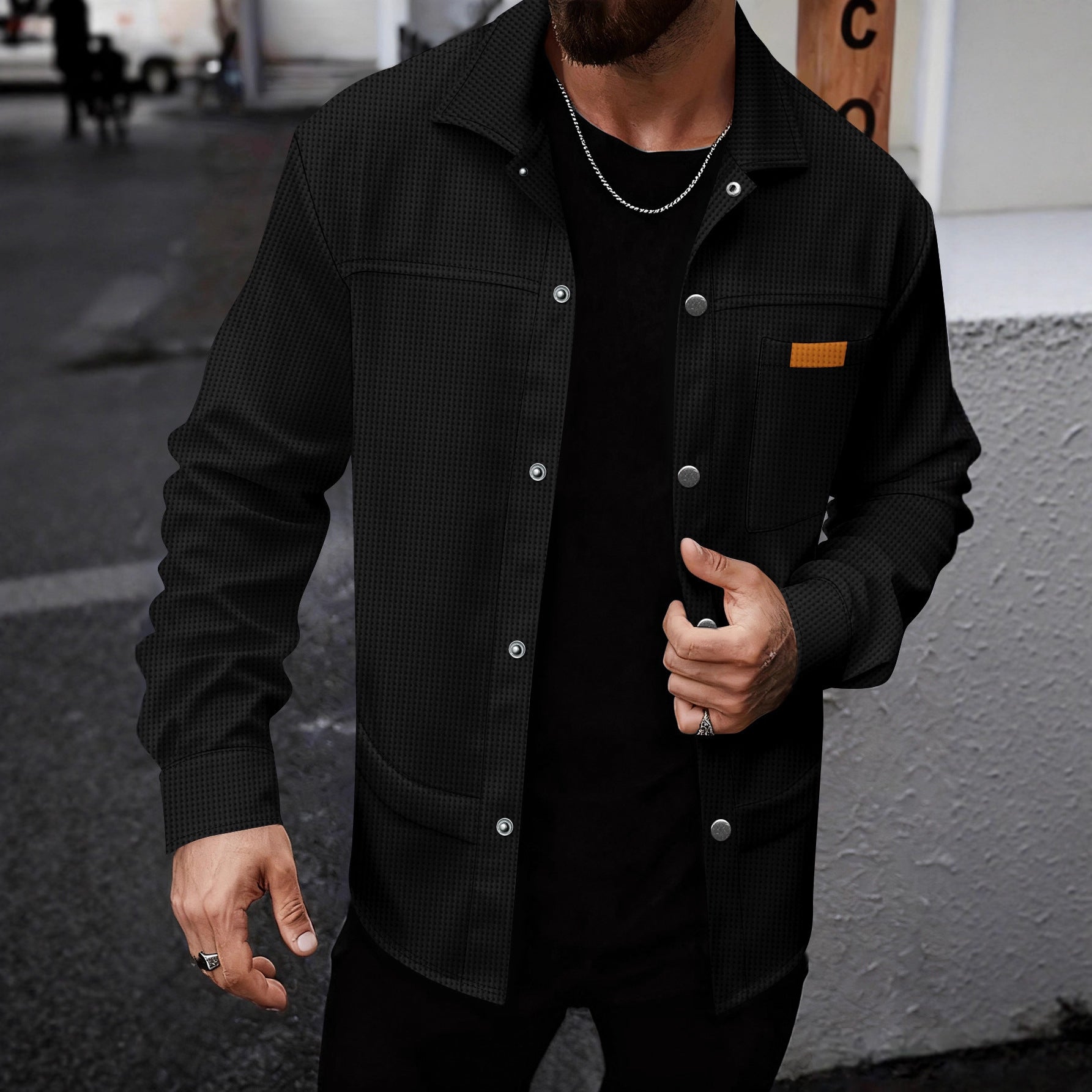 Herren Übergangsjacke Modern mit Taschen und Elastik - BerlinGlamour