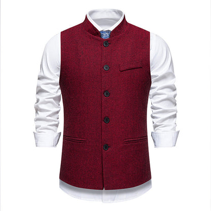 Herren Weste Herringbone Elegante Mit Taschen