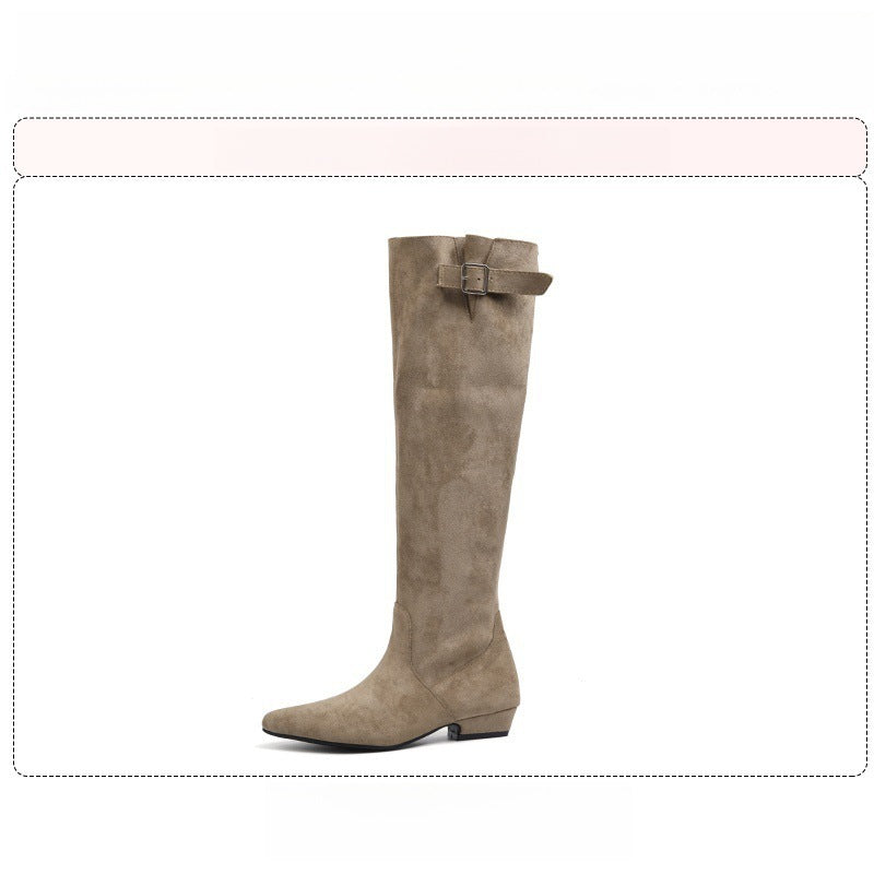 Damen Stiefel Überknie Elegante Schnalle Wintermode