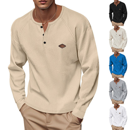 Herren Langarmshirt Modern mit Knöpfen und Struktur Optik - BerlinGlamour