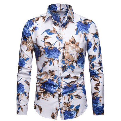 Herren Hemd Langarm Floralmuster Elegant Berlin