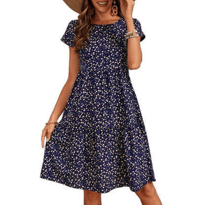 A-Linie Kleid Blumenmuster Damenkleid Elegant