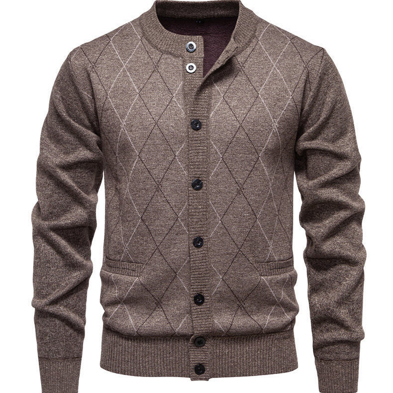 Herren Strickjacke Modern Diamantmuster Elegent - BerlinGlamour