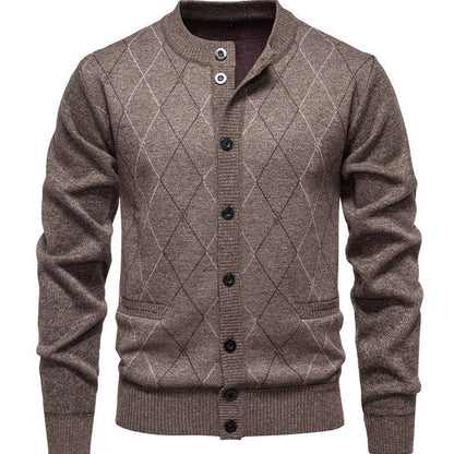 Herren Strickjacke Modern Diamantmuster Elegent - BerlinGlamour