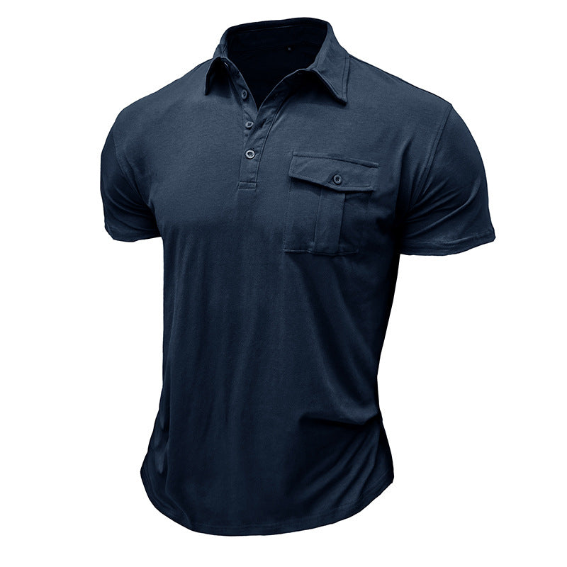 Herren Poloshirt Modern Stehkragen mit Brusttasche