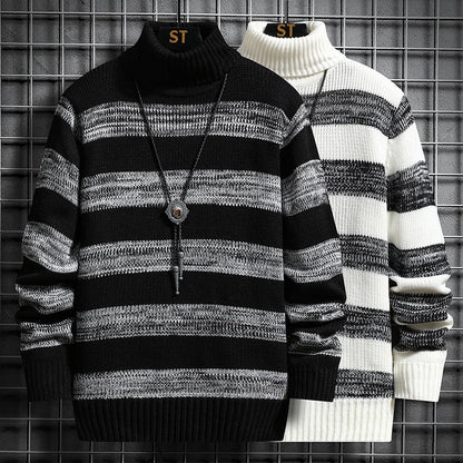 Herren Pullover Gestreift Hochgeschlossen Modern