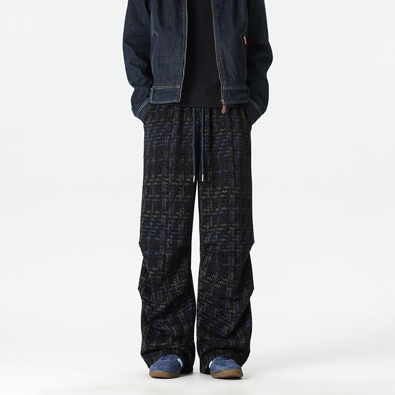 Herren Hose Relaxed Fit kariert mit verstellbarem Bund