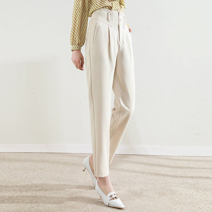 Schmale Damen Stoffhose mit Bundfalten Elegant
