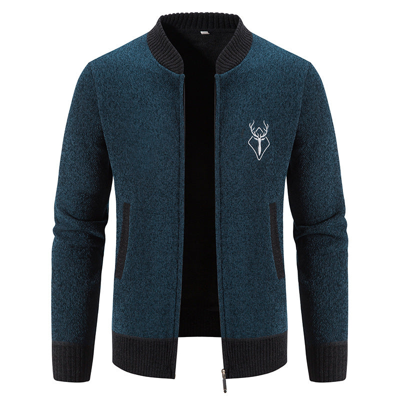 Herren Strickjacke Modern Reißverschluss Hochkragen