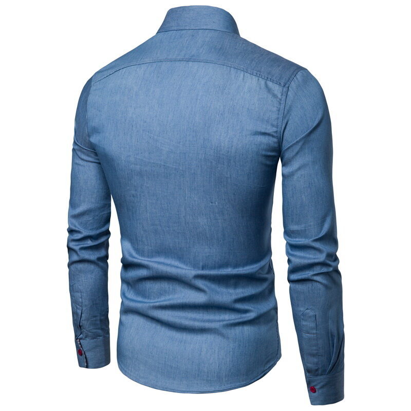 Herren Denim Hemd Langarm Modern Slim Fit