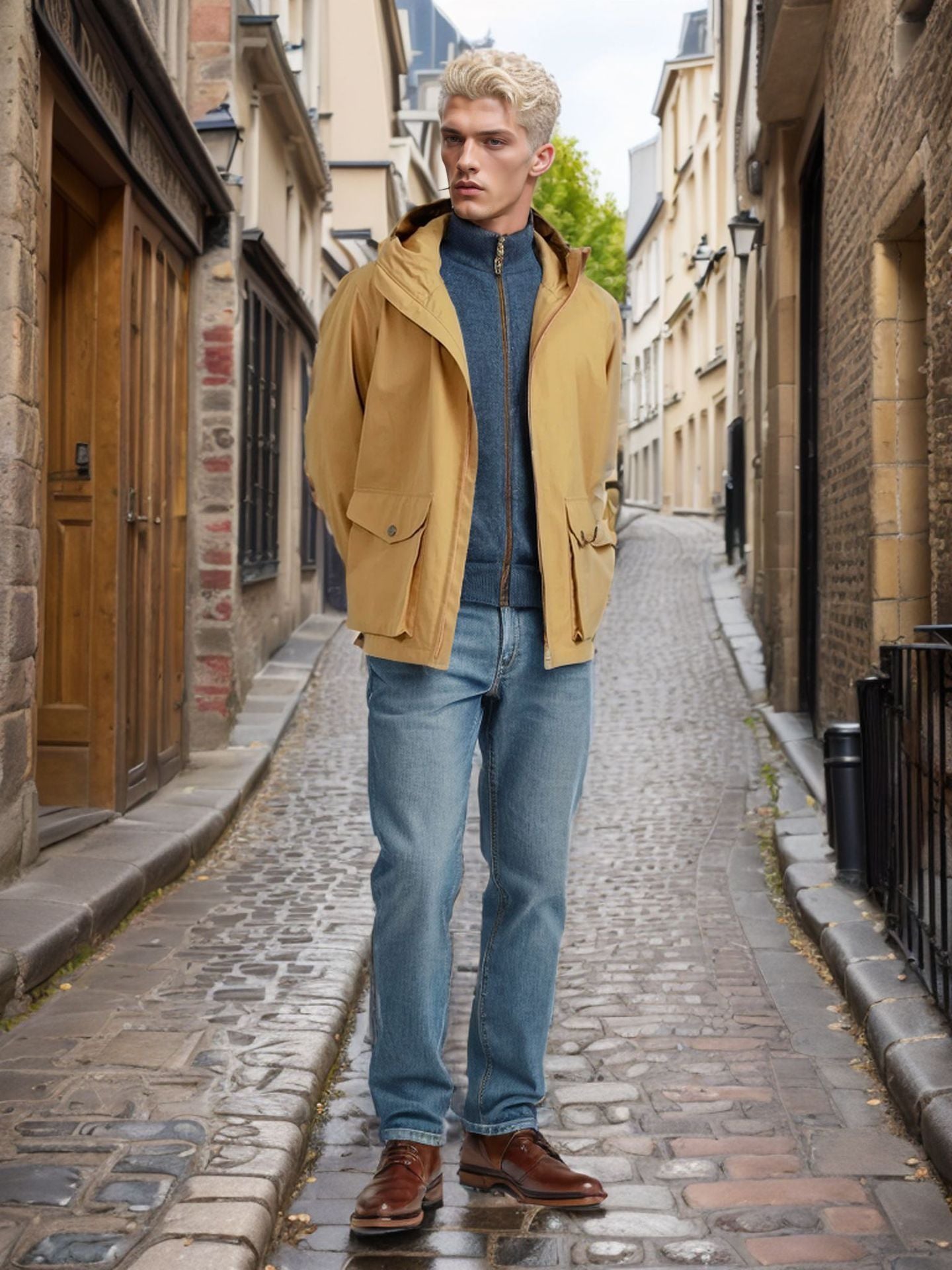 Herren funktionale Übergangsjacke mit verstellbarem Kapuzenkragen BerlinGlamour.