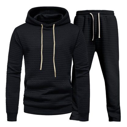 Herren Sportanzug Hoodie Jogginghose Set Struktur Optik