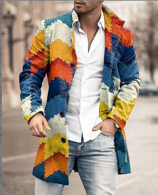 Herren Wollmantel Karo Modern Tailliert