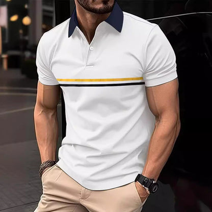 Herren Poloshirt Elegantes Design Kontrastkragen Sportlich