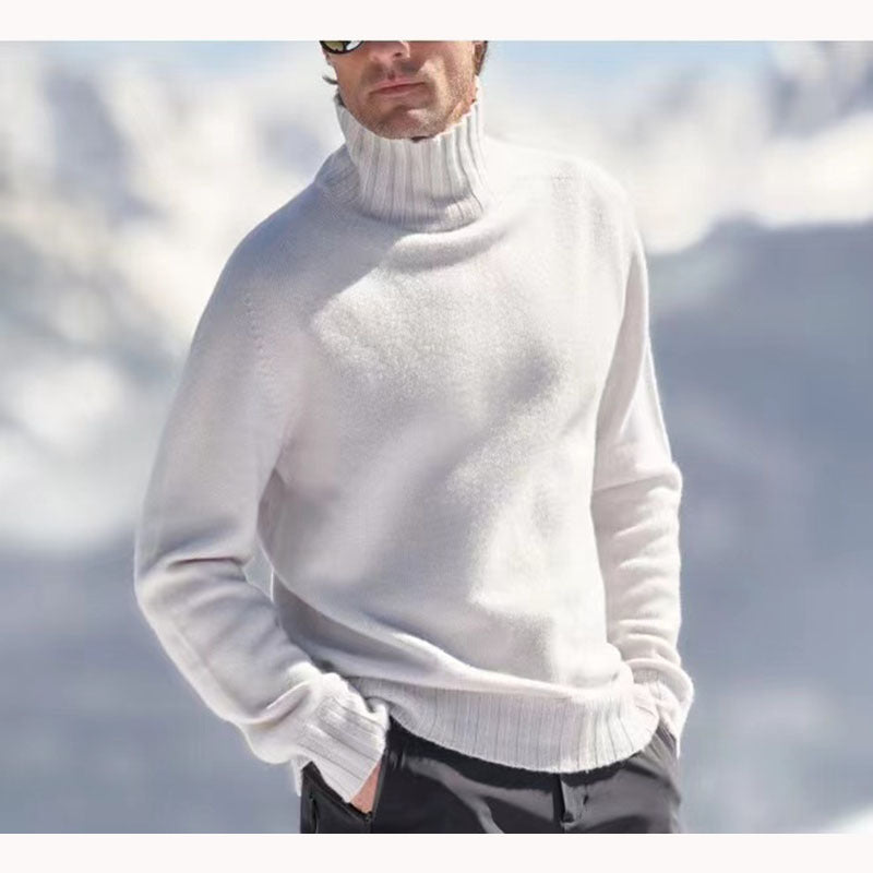 Herren Rollkragenpullover aus Merinowolle mit Struktur Optik